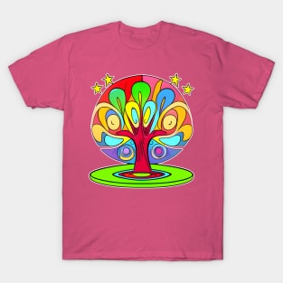Vibrant 70s Style World Tree of Life (MD23ERD006c) T-Shirt